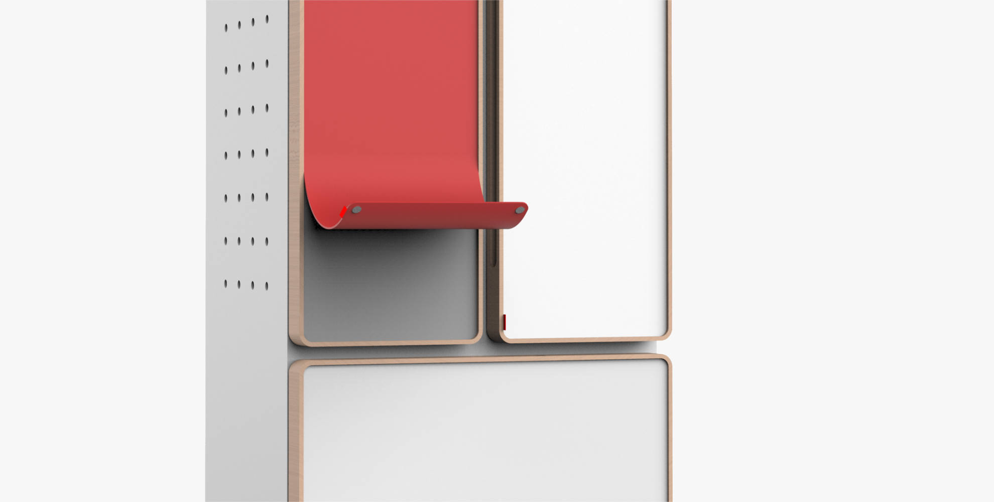 Flexible Design - Linoleum Panele werden mit Magneten befestigt.